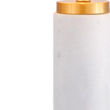 Load image into Gallery viewer, 23" White And Gold Bedside Lamp With Empire Shade