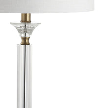 Load image into Gallery viewer, Set of Two 28" Clear And Gold Table Lamps With Drum Shades