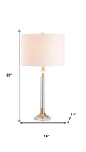 Load image into Gallery viewer, Set of Two 28" Clear And Gold Table Lamps With Drum Shades