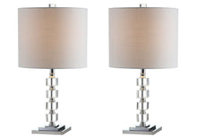 Load image into Gallery viewer, Set of Two 22" Clear And Silver Bedside Lamps With Drum Shades