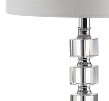 Load image into Gallery viewer, Set of Two 22" Clear And Silver Bedside Lamps With Drum Shades