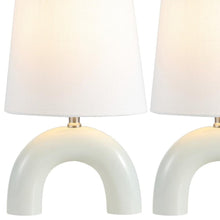 Load image into Gallery viewer, Set of Two 18" White Geometric Arched Lamps With Empire Shades