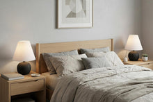 Load image into Gallery viewer, Set of Two 18" Black Round Bedside Lamps With Cone Shades