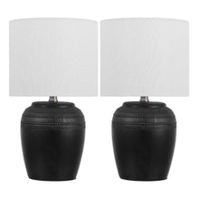 Load image into Gallery viewer, Set of Two 17" Clear Gourd Table Lamps LED With Drum Shades