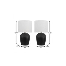 Load image into Gallery viewer, Set of Two 17" Clear Gourd Table Lamps LED With Drum Shades