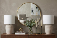 Load image into Gallery viewer, Set of Two 17" Clear Gourd Table Lamps With Drum Shades