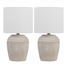 Load image into Gallery viewer, Set of Two 17" Clear Gourd Table Lamps With Drum Shades