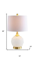 Load image into Gallery viewer, 22" White And Gold Globe Table Lamp With Drum Shade