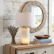 Load image into Gallery viewer, 26" White And Gold Table Lamp With Drum Shade
