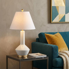 Load image into Gallery viewer, 29" White And Gold Urn Table Lamp With Empire Shade