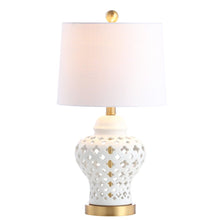 Load image into Gallery viewer, 21" White And Gold Urn Table Lamp With Drum Shade
