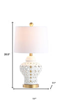 Load image into Gallery viewer, 21" White And Gold Urn Table Lamp With Drum Shade