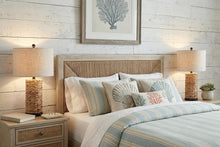 Load image into Gallery viewer, Set of Two 25" Natural And Black Bedside Lamps With Drum Shades