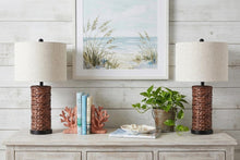 Load image into Gallery viewer, Set of Two 25" Black Table Lamps With Drum Shades