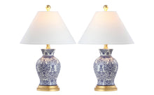 Load image into Gallery viewer, Set of Two 21" Gold Novelty Table Lamps LED With Empire Shades