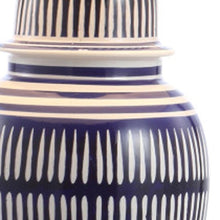 Load image into Gallery viewer, 27" Navy Blue Gold And White Urn Table Lamp With Empire Shade