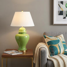 Load image into Gallery viewer, 33" Green And Gold Urn Table Lamp With Empire Shade