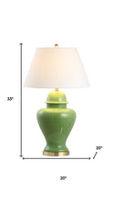Load image into Gallery viewer, 33" Green And Gold Urn Table Lamp With Empire Shade
