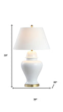 Load image into Gallery viewer, 33" White And Gold Urn Table Lamp With Empire Shade