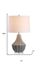Load image into Gallery viewer, 25" Gray And Clear Novelty Table Lamp With Drum Shade
