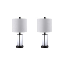 Load image into Gallery viewer, Set of Two 21" Antiqued Bronze USB Table Lamps With Drum Shades