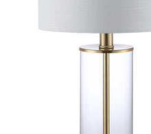 Load image into Gallery viewer, Set of Two 21" Gold USB Table Lamps With Drum Shades