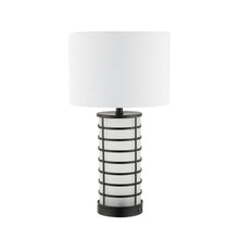 Load image into Gallery viewer, 27" Black USB Table Lamp With Drum Shade