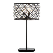 Load image into Gallery viewer, 23" Antiqued Bronze Geometric Table Lamp With Drum Shade