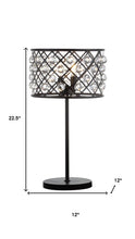 Load image into Gallery viewer, 23" Antiqued Bronze Geometric Table Lamp With Drum Shade