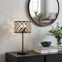 Load image into Gallery viewer, 23" Antiqued Bronze Geometric Table Lamp With Drum Shade