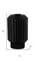 Load image into Gallery viewer, 9" Black Geometric Bedside Lamp With Cylinder Shade