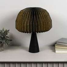 Load image into Gallery viewer, 16" Black Ribbed Geometric Bedside Lamp With Dome Shade