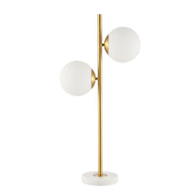 Load image into Gallery viewer, 28" White Table Lamp With Globe Shade