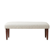 Load image into Gallery viewer, 47" Cream and Brown Boucle and Solid Wood Upholstered Bench