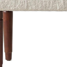 Load image into Gallery viewer, 47" Cream and Brown Boucle and Solid Wood Upholstered Bench