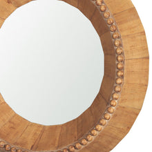 Load image into Gallery viewer, 30" Solid Faceted And Beaded Round Framed Accent Mirror - Brown