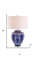 Load image into Gallery viewer, 26" Blue And Clear Urn Table Lamp With Drum Shade