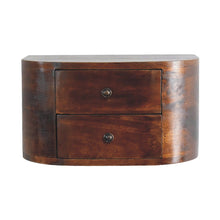 Load image into Gallery viewer, 18" Solid Wood Round Two Drawer Floating Nightstand - Brown