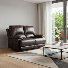 Load image into Gallery viewer, Love Seat Faux Leather Manual Reclining - Brown