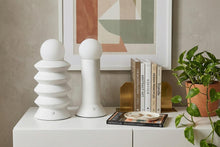 Load image into Gallery viewer, Set of Two 13" Clear Geometric Table Lamps With Globe Shades