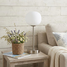 Load image into Gallery viewer, 12" Nickel Novelty USB Table Lamp With Globe Shade
