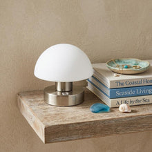 Load image into Gallery viewer, 6" Nickel Novelty USB Table Lamp With Dome Shade