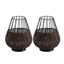 Load image into Gallery viewer, Set of Two 10" Black Round USB Table Lamps LED With Globe Shades