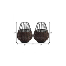 Load image into Gallery viewer, Set of Two 10" Black Round USB Table Lamps LED With Globe Shades