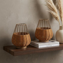 Load image into Gallery viewer, Set of Two 10" Brown Round USB Table Lamps LED With Globe Shades