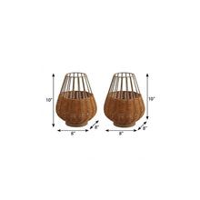 Load image into Gallery viewer, Set of Two 10" Brown Round USB Table Lamps LED With Globe Shades