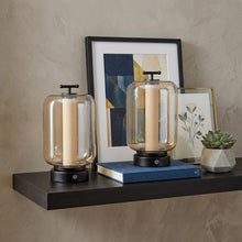 Load image into Gallery viewer, Set of Two 11" Black Lantern USB Table Lamps
