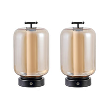Load image into Gallery viewer, Set of Two 11" Black Lantern USB Table Lamps