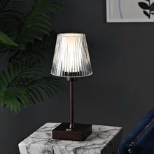Load image into Gallery viewer, 13" Antiqued Bronze USB Table Lamp With Empire Shade