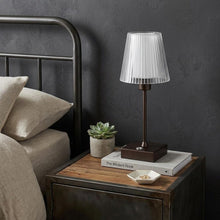 Load image into Gallery viewer, 13" Antiqued Bronze USB Table Lamp With Empire Shade